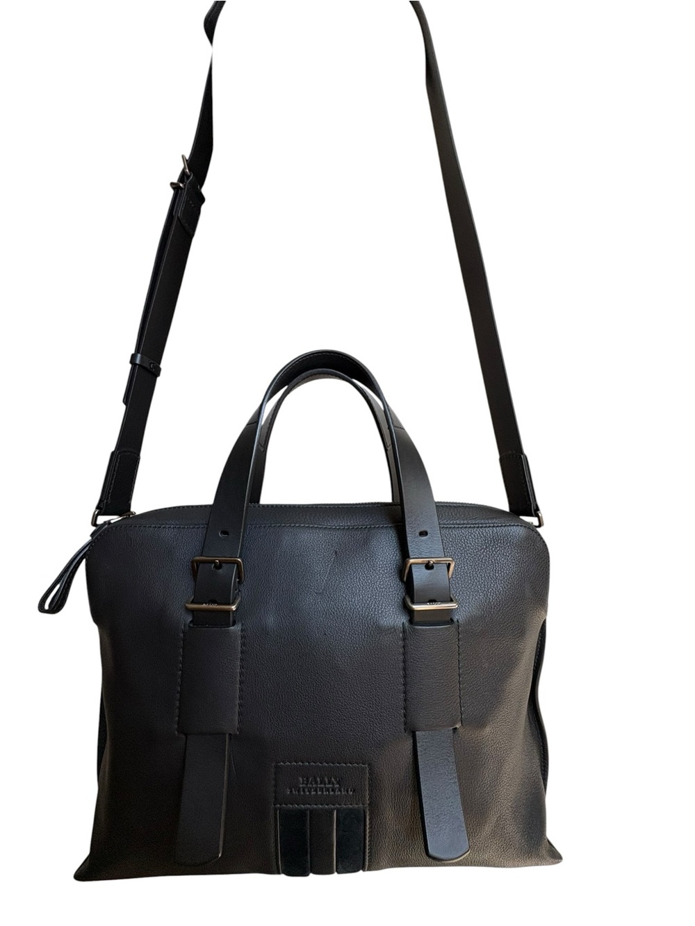 Bally Switzerland Black Leather Briefcase Messenger Bag Medium Detachable Strap - Picture 4 of 15